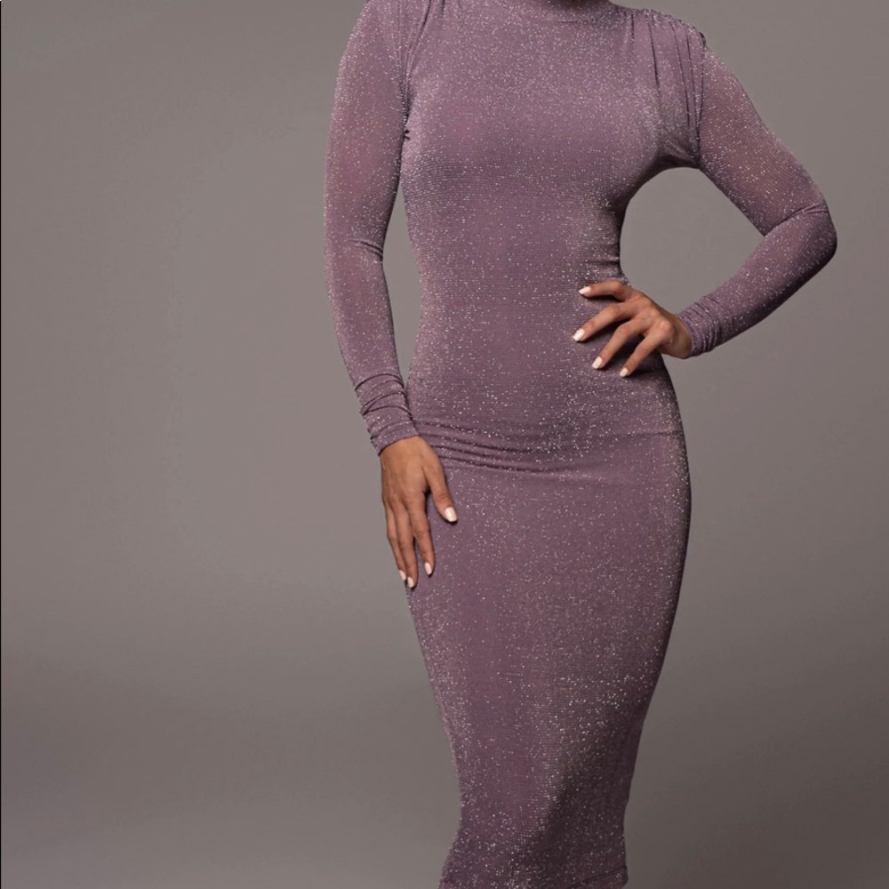 Jluxlabel PURPLE/SILVER LUIZA MIDI DRESS - M- new with tag